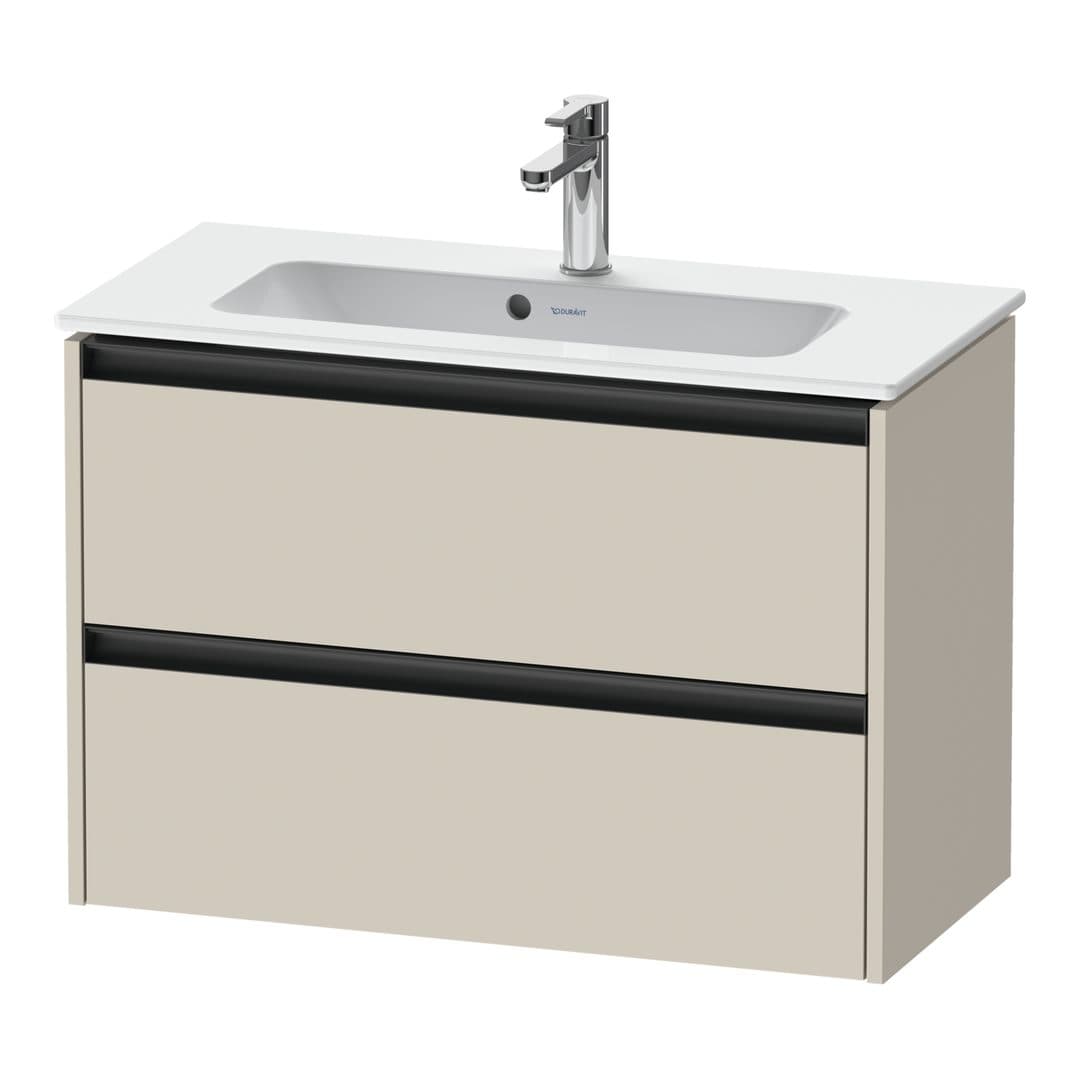 Duravit Ketho.2 – Έπιπλο Νιπτήρα – 810 mm, 2 συρτάρια, νιπτήρας κέντρο, Compact – Taupe Super Matt, Decor (K25256083830000)