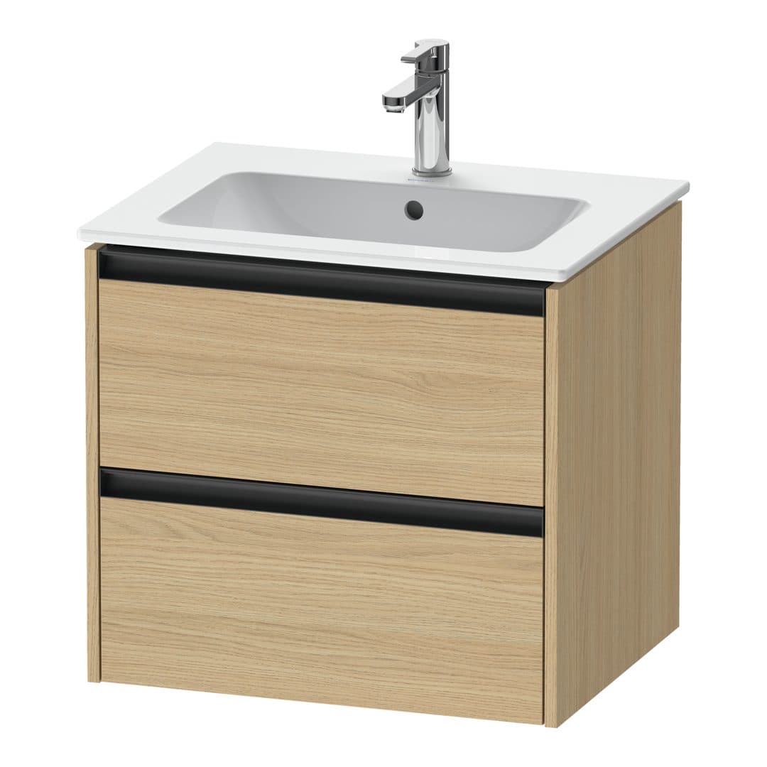Duravit Ketho.2 – Έπιπλο Νιπτήρα – 610 mm, 2 συρτάρια, νιπτήρας κέντρο – Natural oak, Decor (K25262030300000)