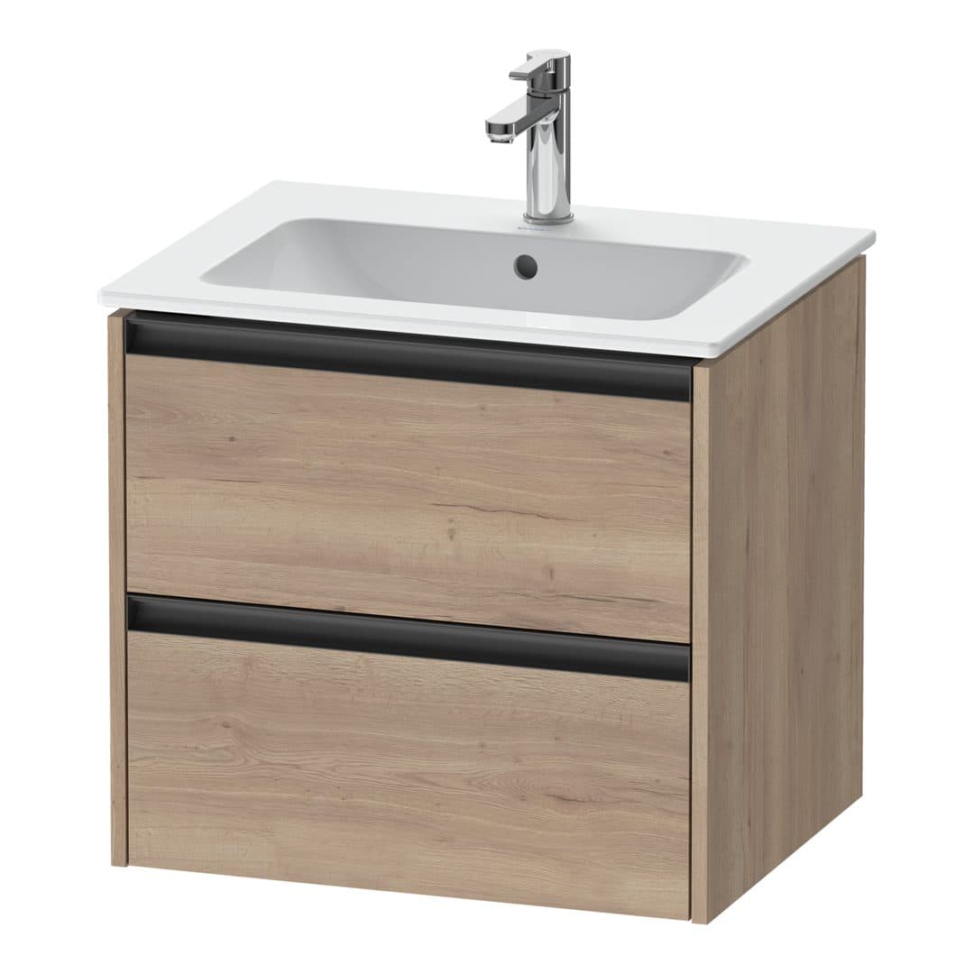 Duravit Ketho.2 – Έπιπλο Νιπτήρα – 610 mm, 2 συρτάρια, νιπτήρας κέντρο – Marbled Oak Matt, Decor (K25262055550000)