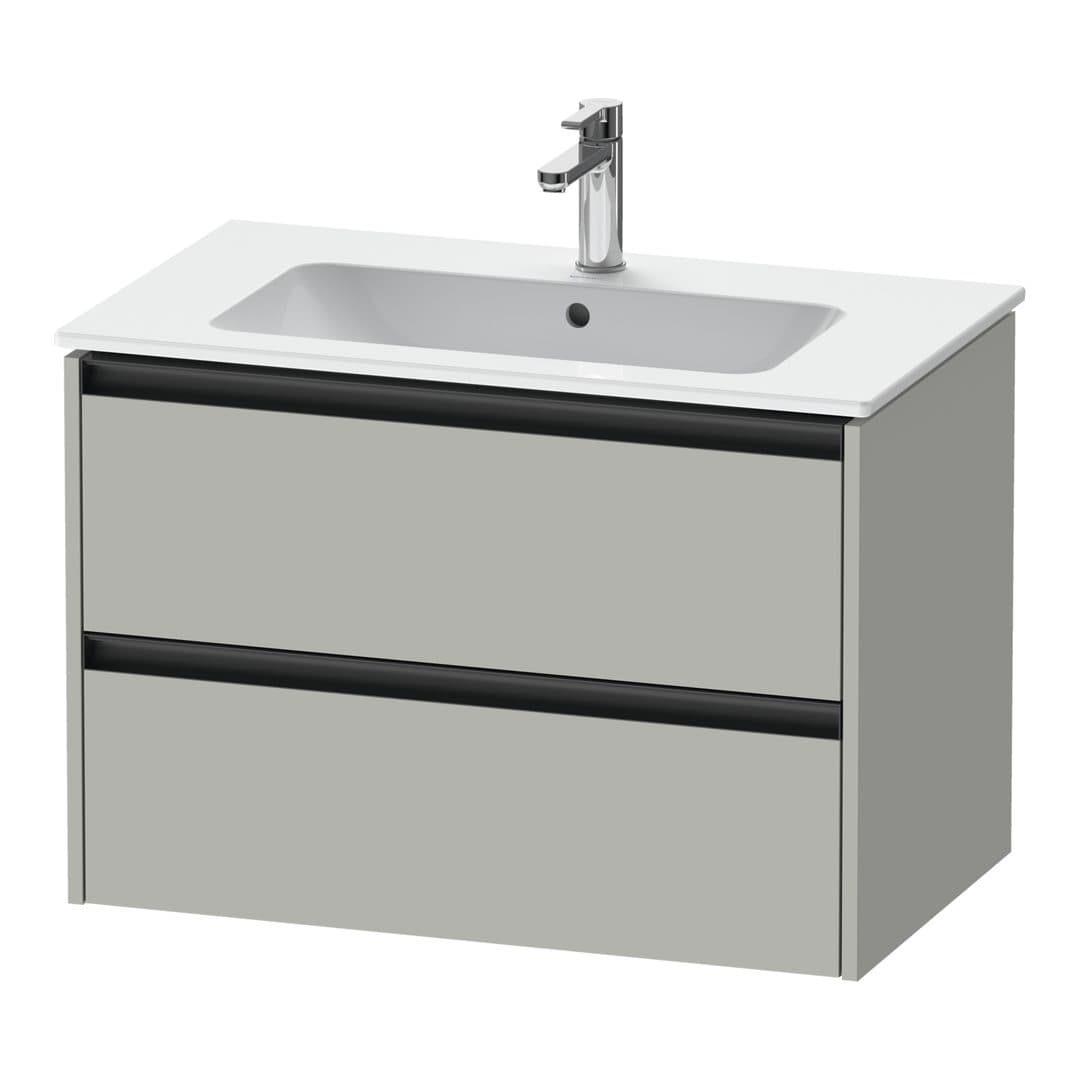 Duravit Ketho.2 – Έπιπλο Νιπτήρα – 810 mm, 2 συρτάρια, νιπτήρας κέντρο – Concrete grey Matt, Decor (K25263007070000)