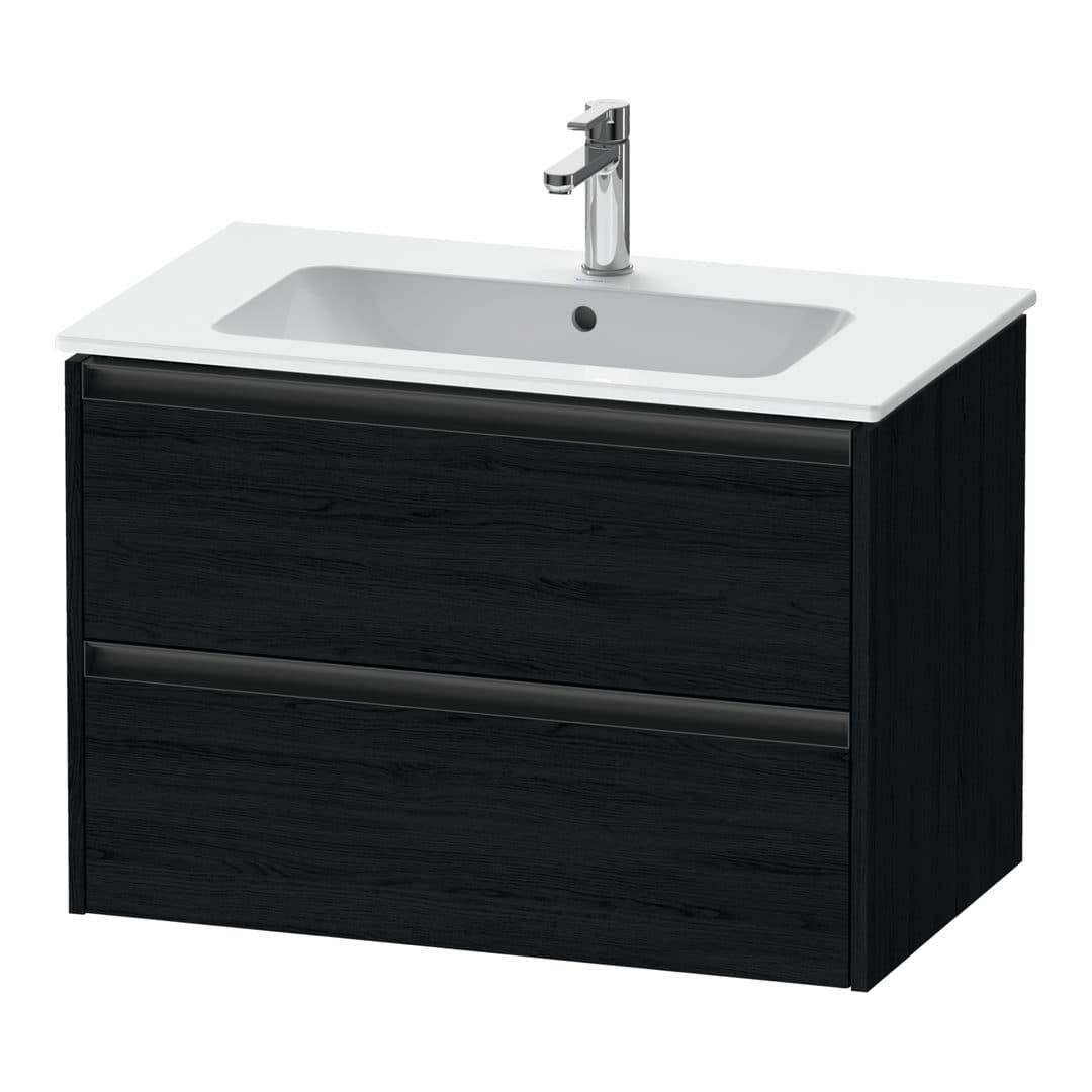 Duravit Ketho.2 – Έπιπλο Νιπτήρα – 810 mm, 2 συρτάρια, νιπτήρας κέντρο – Black oak Matt, Decor (K25263016160000)