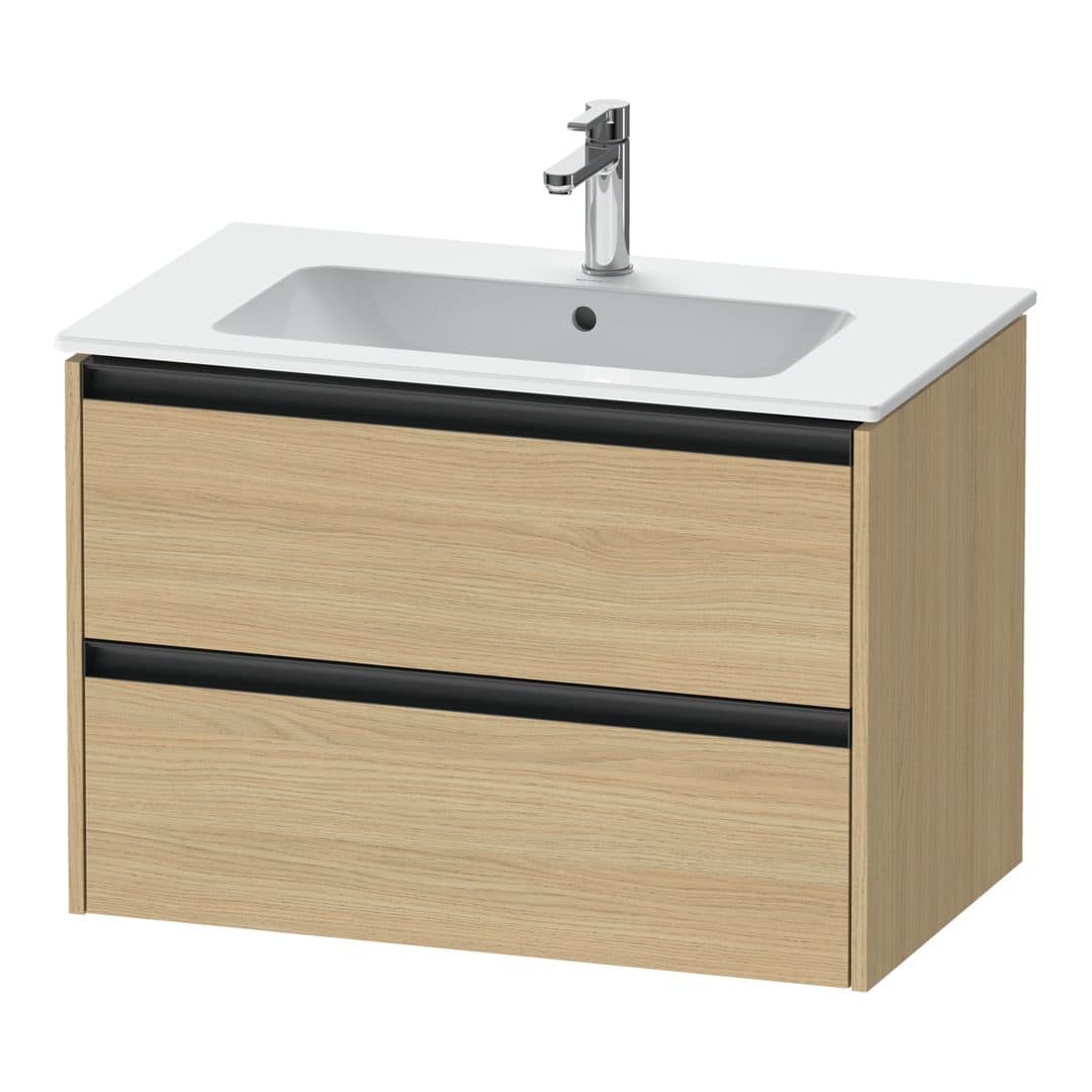 Duravit Ketho.2 – Έπιπλο Νιπτήρα – 810 mm, 2 συρτάρια, νιπτήρας κέντρο – Natural oak, Decor (K25263030300000)