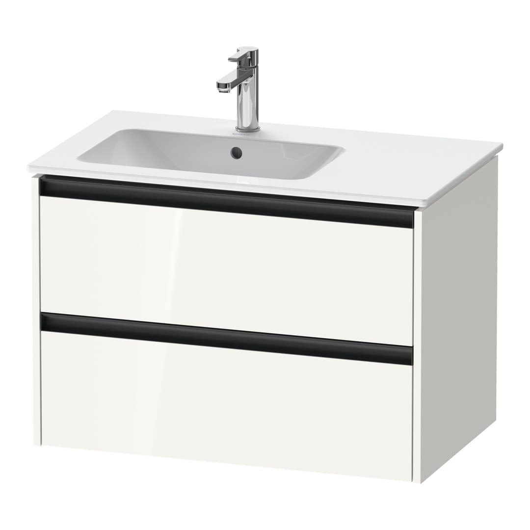 Duravit Ketho.2 – Έπιπλο Νιπτήρα – 810 mm, 2 συρτάρια, νιπτήρας αριστερά – White High Gloss, Decor (K25267022220000)