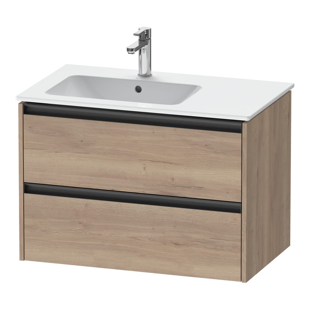 Duravit Ketho.2 – Έπιπλο Νιπτήρα – 810 mm, 2 συρτάρια, νιπτήρας αριστερά – Marbled Oak Matt, Decor (K25267055550000)