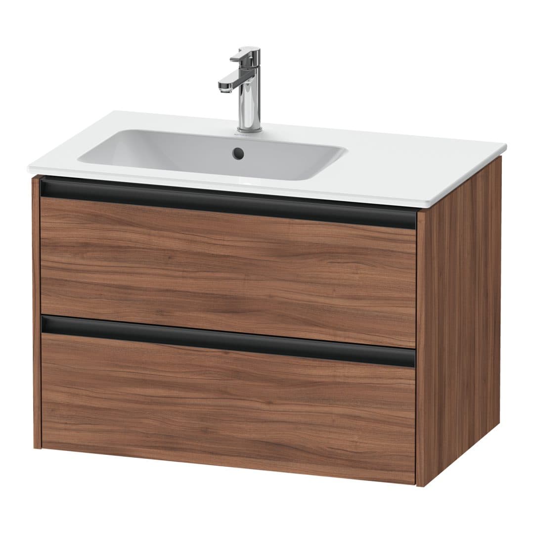 Duravit Ketho.2 – Έπιπλο Νιπτήρα – 810 mm, 2 συρτάρια, νιπτήρας αριστερά – Walnut Matt, Decor (K25267079790000)