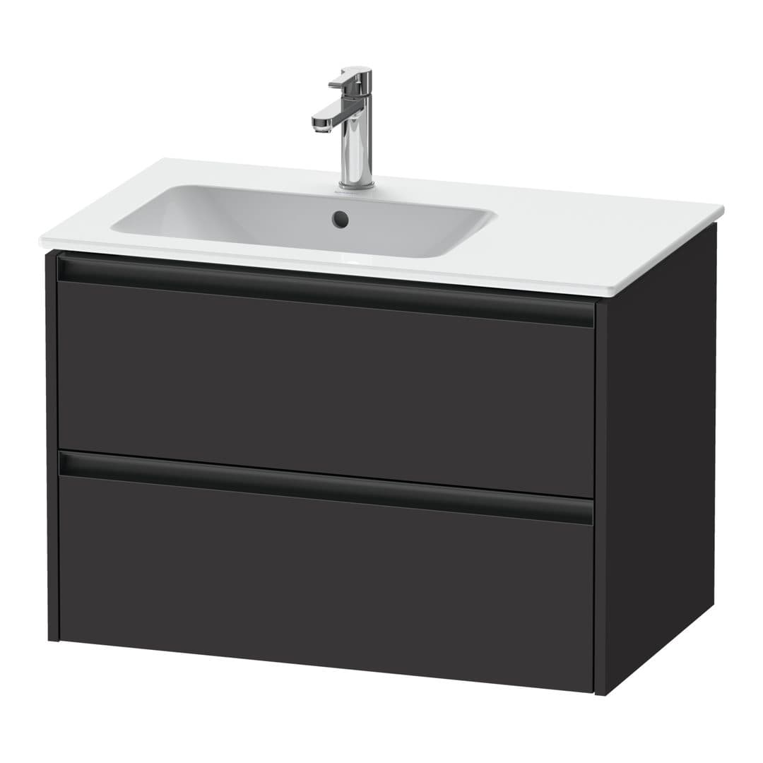 Duravit Ketho.2 – Έπιπλο Νιπτήρα – 810 mm, 2 συρτάρια, νιπτήρας αριστερά – Graphite Super Matt, Decor (K25267080800000)