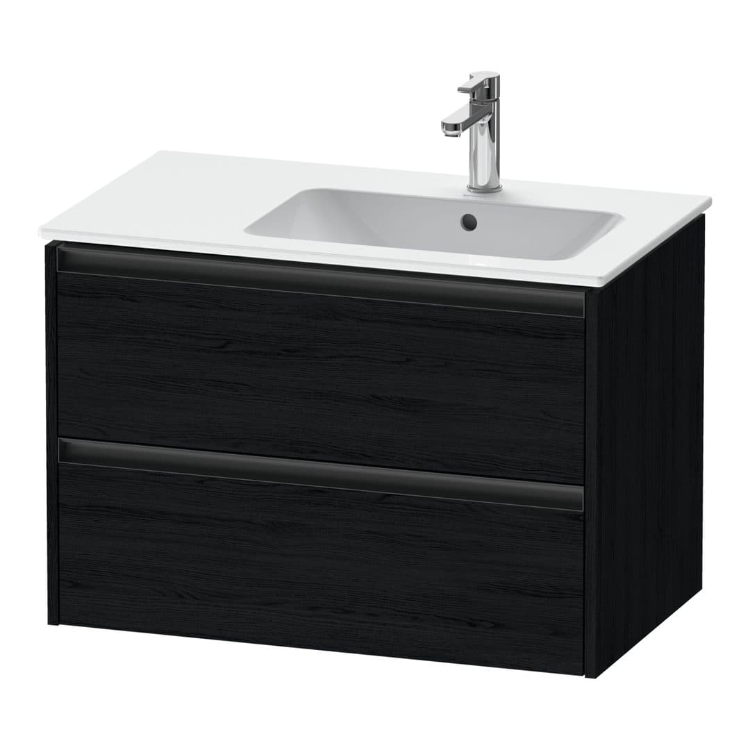 Duravit Ketho.2 – Έπιπλο Νιπτήρα – 810 mm, 2 συρτάρια, νιπτήρας δεξιά – Black oak Matt, Decor (K25268016160000)