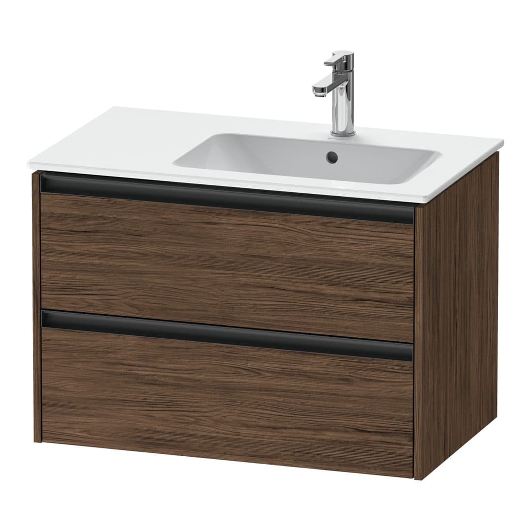 Duravit Ketho.2 – Έπιπλο Νιπτήρα – 810 mm, 2 συρτάρια, νιπτήρας δεξιά – Walnut dark Matt, Decor (K25268021210000)