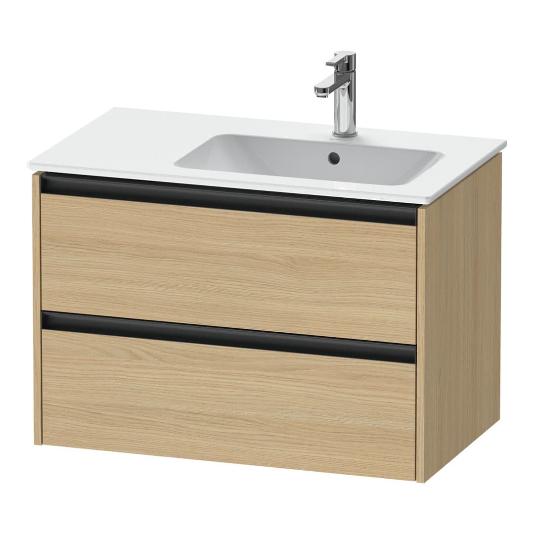 Duravit Ketho.2 – Έπιπλο Νιπτήρα – 810 mm, 2 συρτάρια, νιπτήρας δεξιά – Natural oak, Decor (K25268030300000)