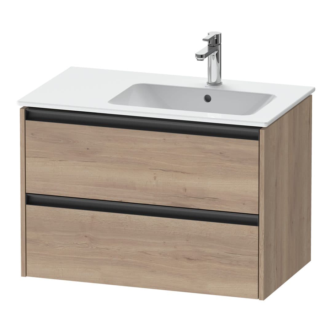 Duravit Ketho.2 – Έπιπλο Νιπτήρα – 810 mm, 2 συρτάρια, νιπτήρας δεξιά – Marbled Oak Matt, Decor (K25268055550000)