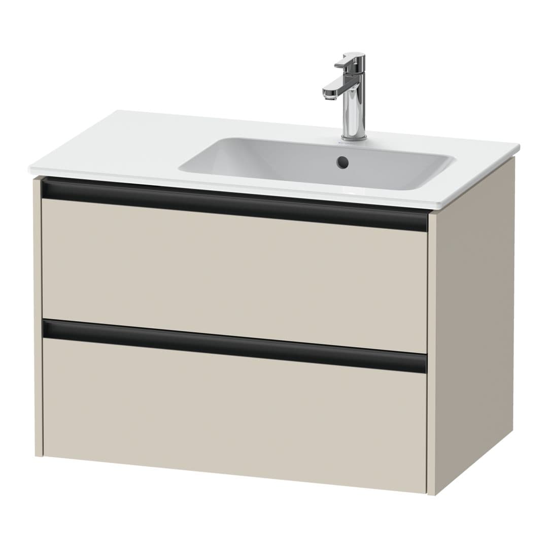 Duravit Ketho.2 – Έπιπλο Νιπτήρα – 810 mm, 2 συρτάρια, νιπτήρας δεξιά – Taupe Super Matt, Decor (K25268083830000)