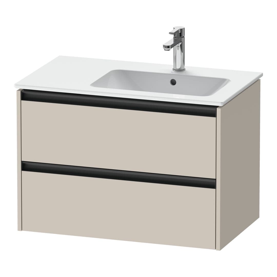 Duravit Ketho.2 – Έπιπλο Νιπτήρα – 810 mm, 2 συρτάρια, νιπτήρας δεξιά – Taupe Matt, Decor (K25268091910000)