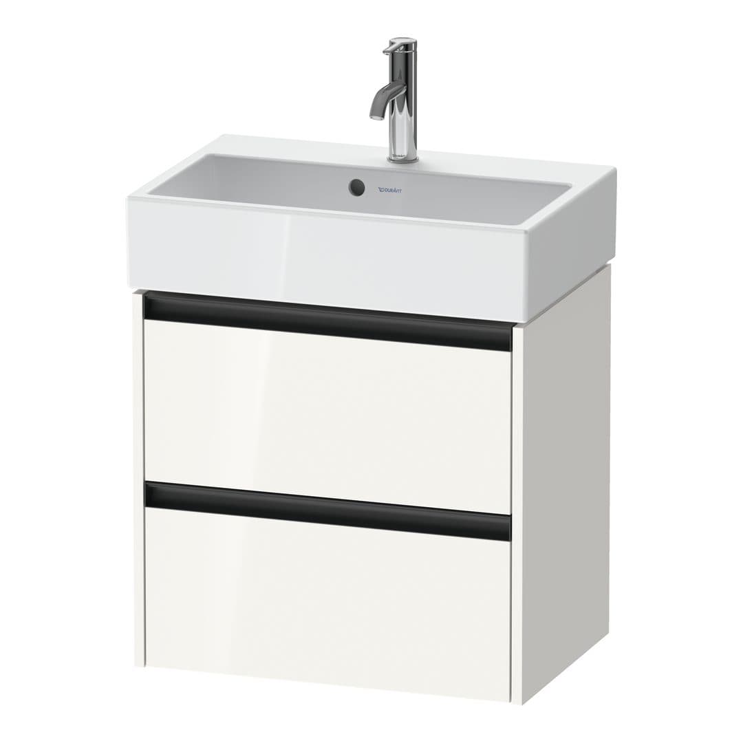Duravit Ketho.2 – Έπιπλο Νιπτήρα – 584 mm, 2 συρτάρια, νιπτήρας κέντρο, Compact – White High Gloss, Decor (K25273022220000)