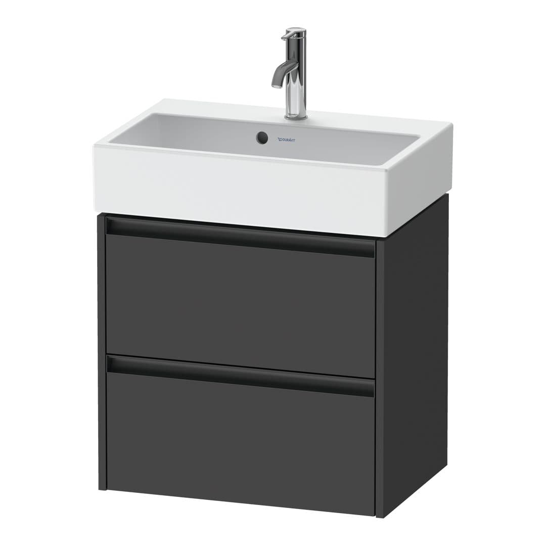 Duravit Ketho.2 – Έπιπλο Νιπτήρα – 584 mm, 2 συρτάρια, νιπτήρας κέντρο, Compact – Graphite Matt, Decor (K25273049490000)