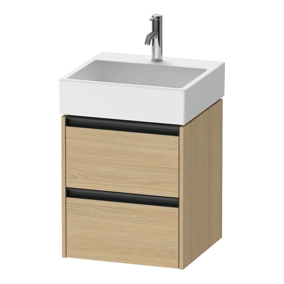 Duravit Ketho.2 – Έπιπλο Νιπτήρα – 484 mm, 2 συρτάρια, νιπτήρας κέντρο, 484 x 460 x 549 mm – Natural oak, Decor (K25274030300000)