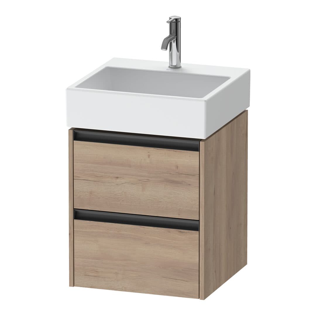 Duravit Ketho.2 – Έπιπλο Νιπτήρα – 484 mm, 2 συρτάρια, νιπτήρας κέντρο, 484 x 460 x 549 mm – Marbled Oak Matt, Decor (K25274055550000)