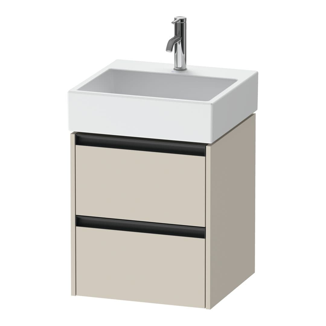 Duravit Ketho.2 – Έπιπλο Νιπτήρα – 484 mm, 2 συρτάρια, νιπτήρας κέντρο, 484 x 460 x 549 mm – Taupe Super Matt, Decor (K25274083830000)