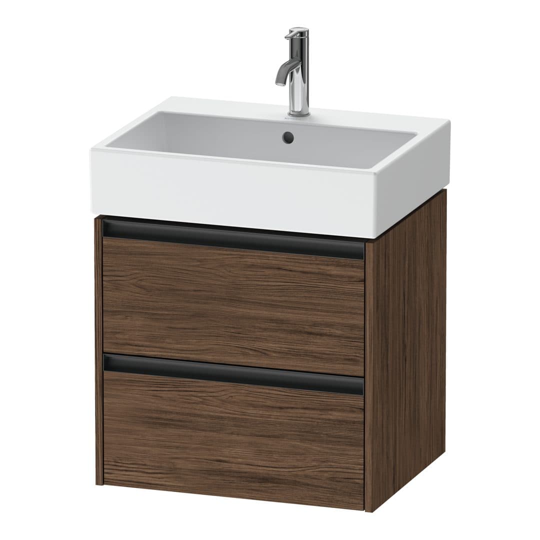 Duravit Ketho.2 – Έπιπλο Νιπτήρα – 584 mm, 2 συρτάρια, νιπτήρας κέντρο, 584 x 460 x 549 mm – Walnut dark Matt, Decor (K25275021210000)