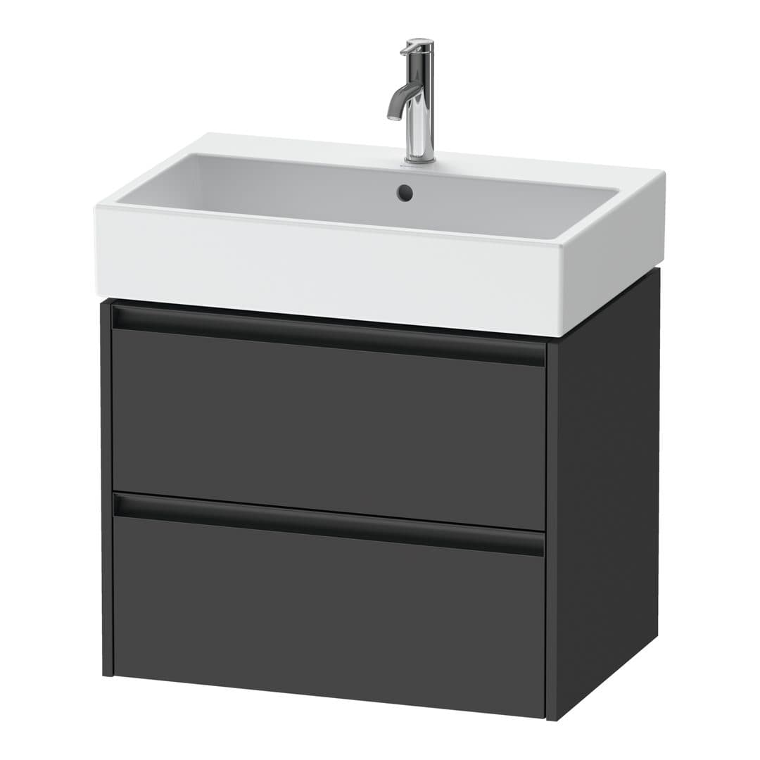 Duravit Ketho.2 – Έπιπλο Νιπτήρα – 684 mm, 2 συρτάρια, νιπτήρας κέντρο – Graphite Matt, Decor (K25276049490000)