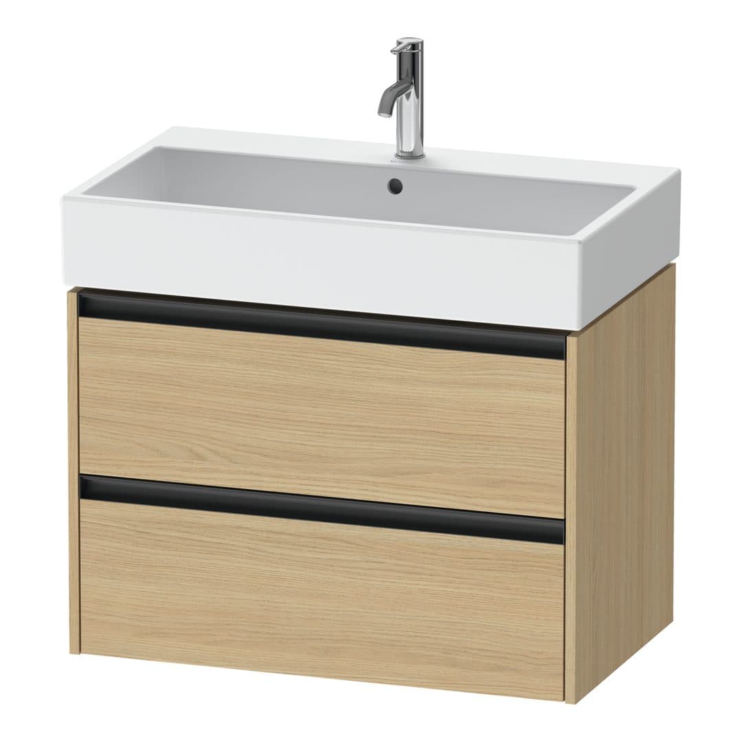 Duravit Ketho.2 – Έπιπλο Νιπτήρα – 784 mm, 2 συρτάρια, νιπτήρας κέντρο – Natural oak, Decor (K25277030300000)