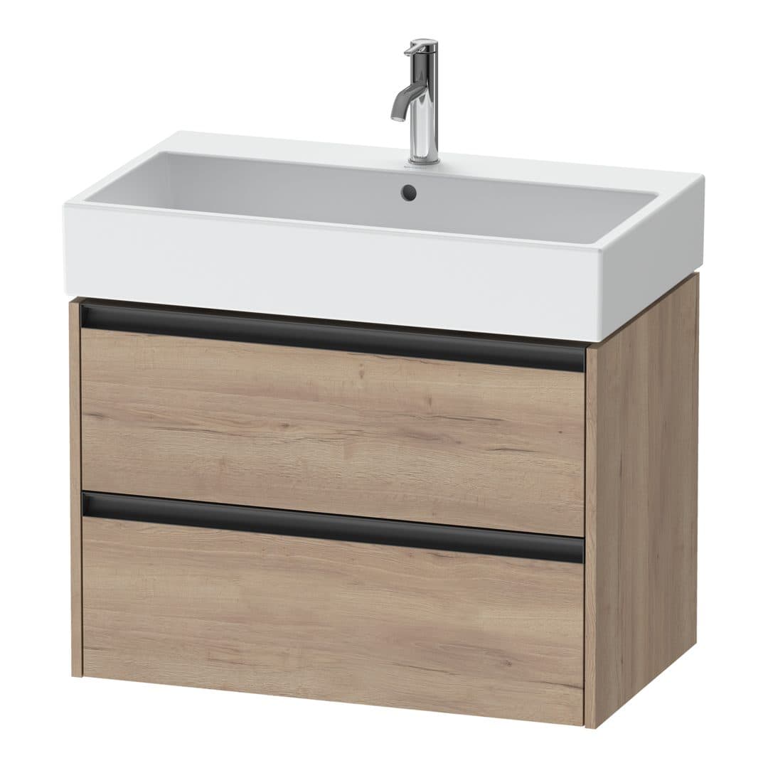 Duravit Ketho.2 – Έπιπλο Νιπτήρα – 784 mm, 2 συρτάρια, νιπτήρας κέντρο – Marbled Oak Matt, Decor (K25277055550000)