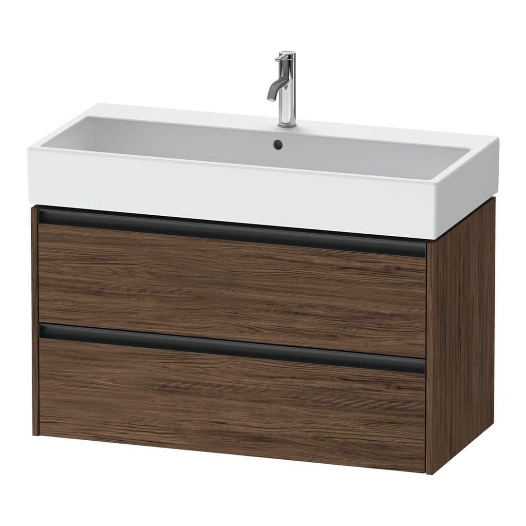 Duravit Ketho.2 – Έπιπλο Νιπτήρα – 984 mm, 2 συρτάρια, νιπτήρας κέντρο, 984 x 460 x 549 mm – Walnut dark Matt, Decor (K25278021210000)