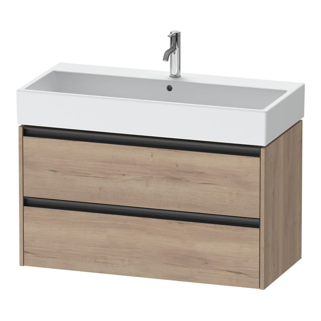 Duravit Ketho.2 – Έπιπλο Νιπτήρα – 984 mm, 2 συρτάρια, νιπτήρας κέντρο, 984 x 460 x 549 mm – Marbled Oak Matt, Decor (K25278055550000)