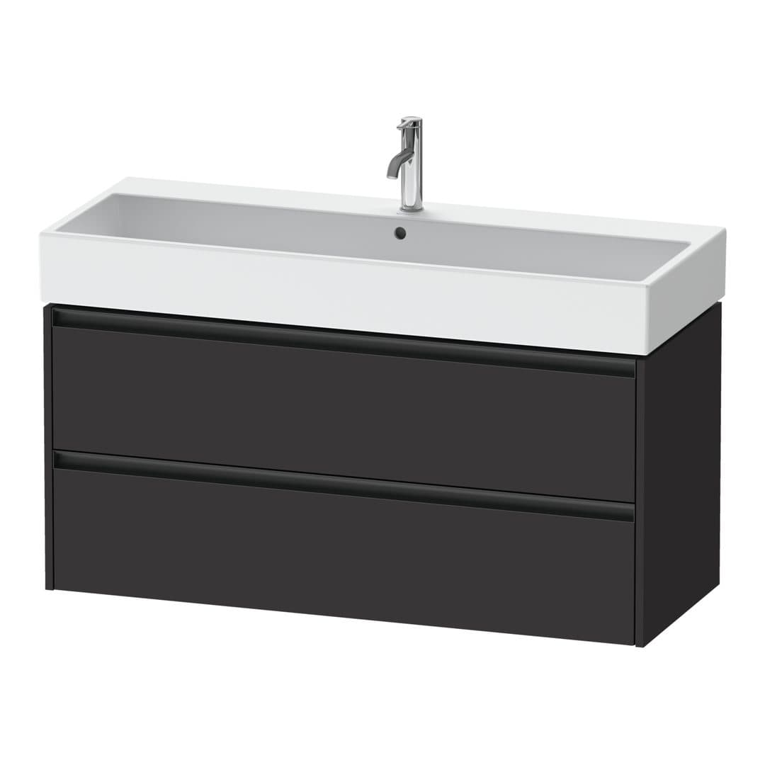 Duravit Ketho.2 – Έπιπλο Νιπτήρα – 1184 mm, 2 συρτάρια, νιπτήρας κέντρο – Graphite Super Matt, Decor (K25279080800000)
