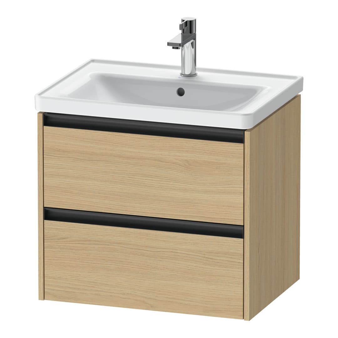 Duravit Ketho.2 – Έπιπλο Νιπτήρα – 634 mm, 2 συρτάρια, νιπτήρας κέντρο – Natural oak, Decor (K25282030300000)