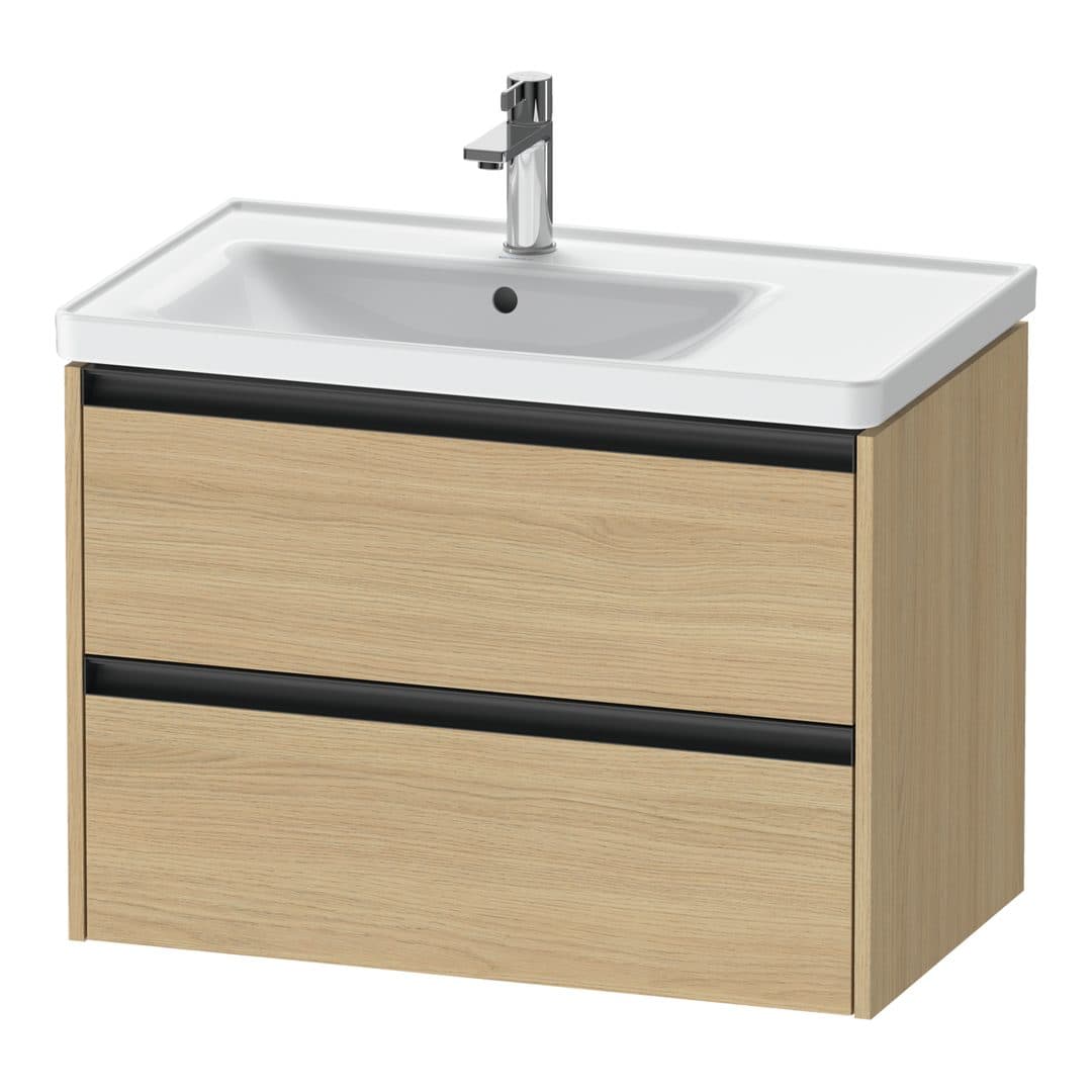 Duravit Ketho.2 – Έπιπλο Νιπτήρα – 784 mm, 2 συρτάρια, νιπτήρας αριστερά – Natural oak, Decor (K25285030300000)