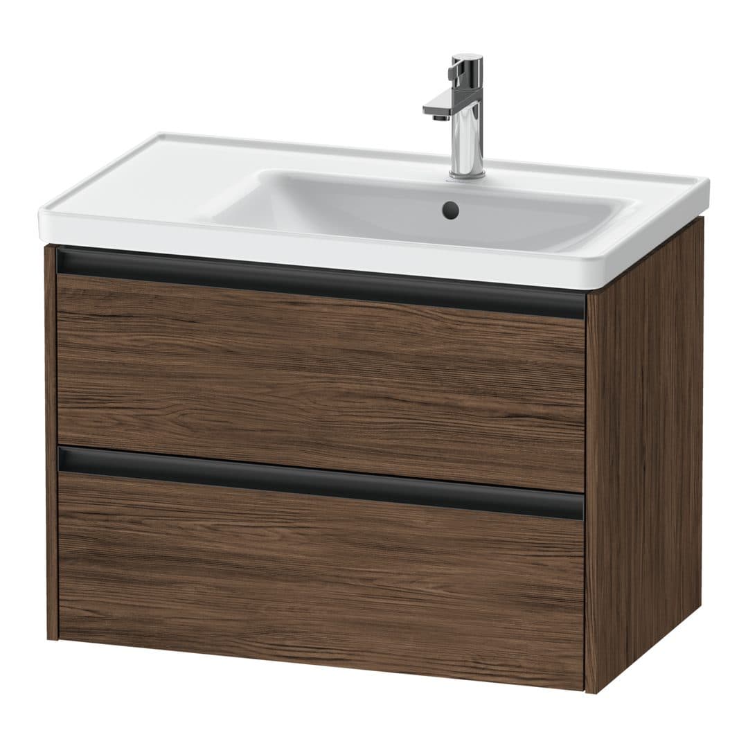 Duravit Ketho.2 – Έπιπλο Νιπτήρα – 784 mm, 2 συρτάρια, νιπτήρας δεξιά – Walnut dark Matt, Decor (K25286021210000)