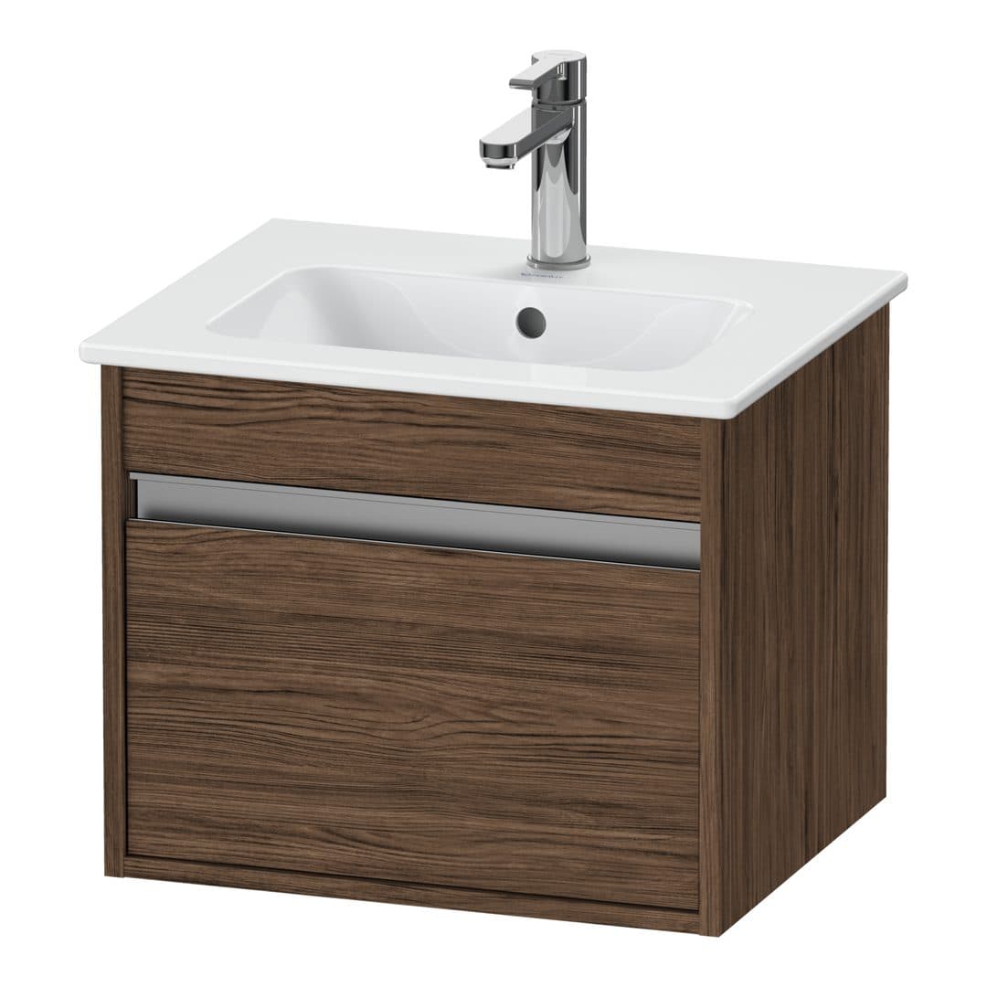 Duravit Ketho – Έπιπλο Νιπτήρα – 500 mm, 1 συρτάρι, νιπτήρας κέντρο, Compact – Walnut dark Matt, Decor (KT640402121)