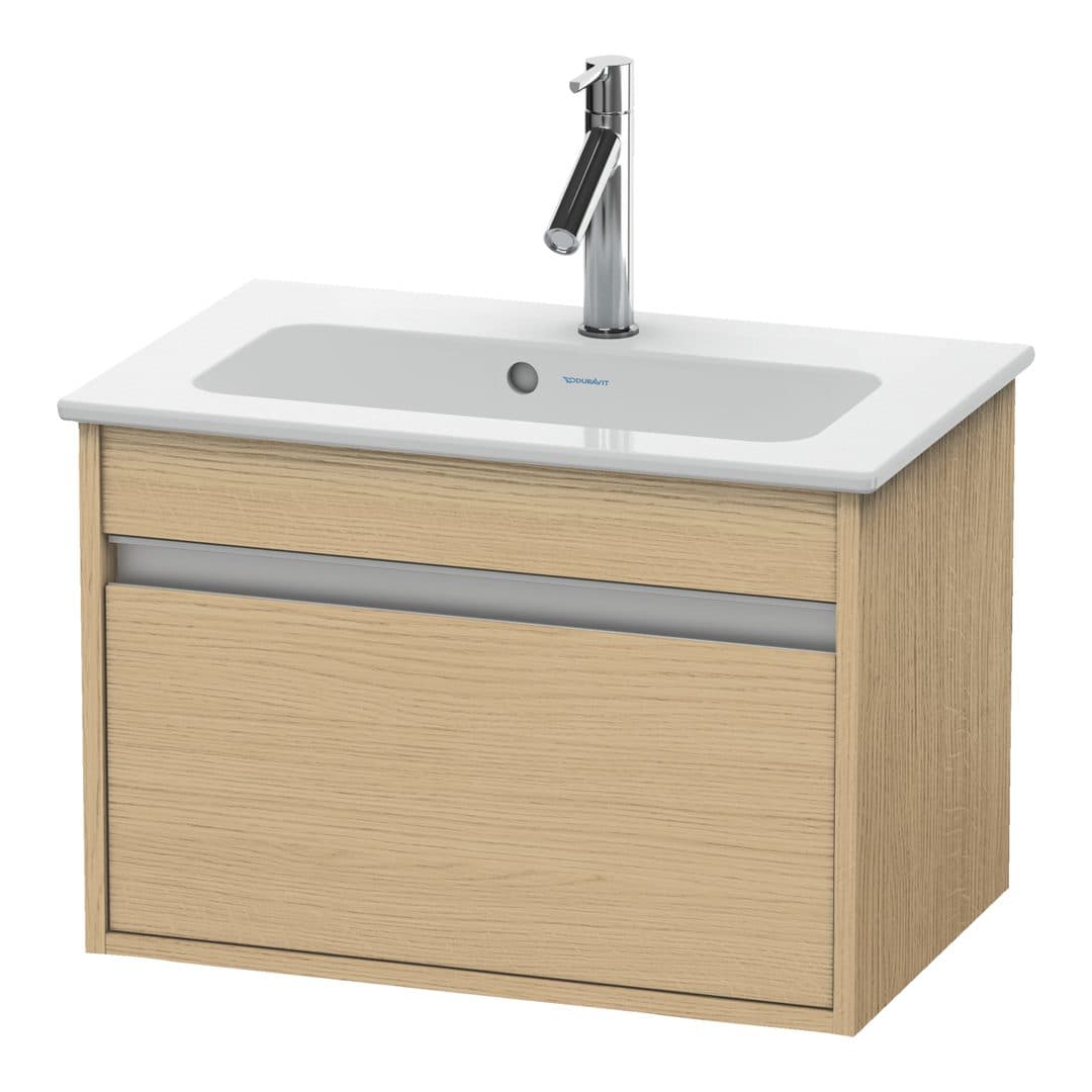 Duravit Ketho – Έπιπλο Νιπτήρα – 600 mm, 1 συρτάρι, νιπτήρας κέντρο, Compact – Natural oak, Decor (KT642203030)