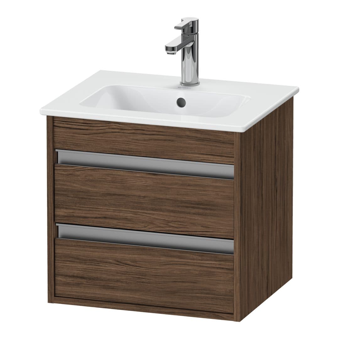 Duravit Ketho – Έπιπλο Νιπτήρα – 500 mm, 2 συρτάρια, νιπτήρας κέντρο, Compact – Walnut dark Matt, Decor (KT644402121)