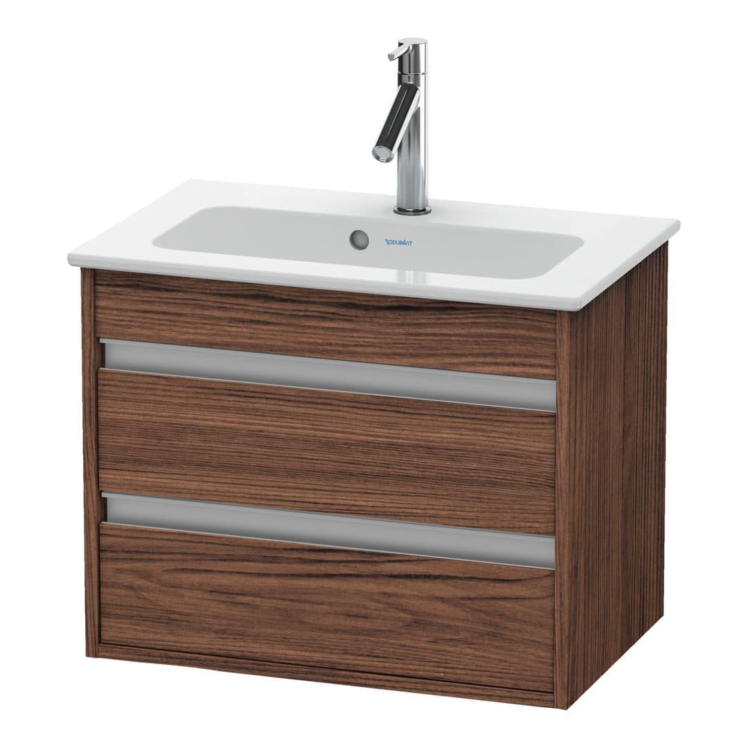 Duravit Ketho – Έπιπλο Νιπτήρα – 600 mm, 2 συρτάρια, νιπτήρας κέντρο, Compact – Walnut dark Matt, Decor (KT645202121)