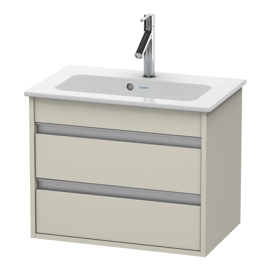 Duravit Ketho – Έπιπλο Νιπτήρα – 600 mm, 2 συρτάρια, νιπτήρας κέντρο, Compact – Taupe Matt, Decor (KT645209191)