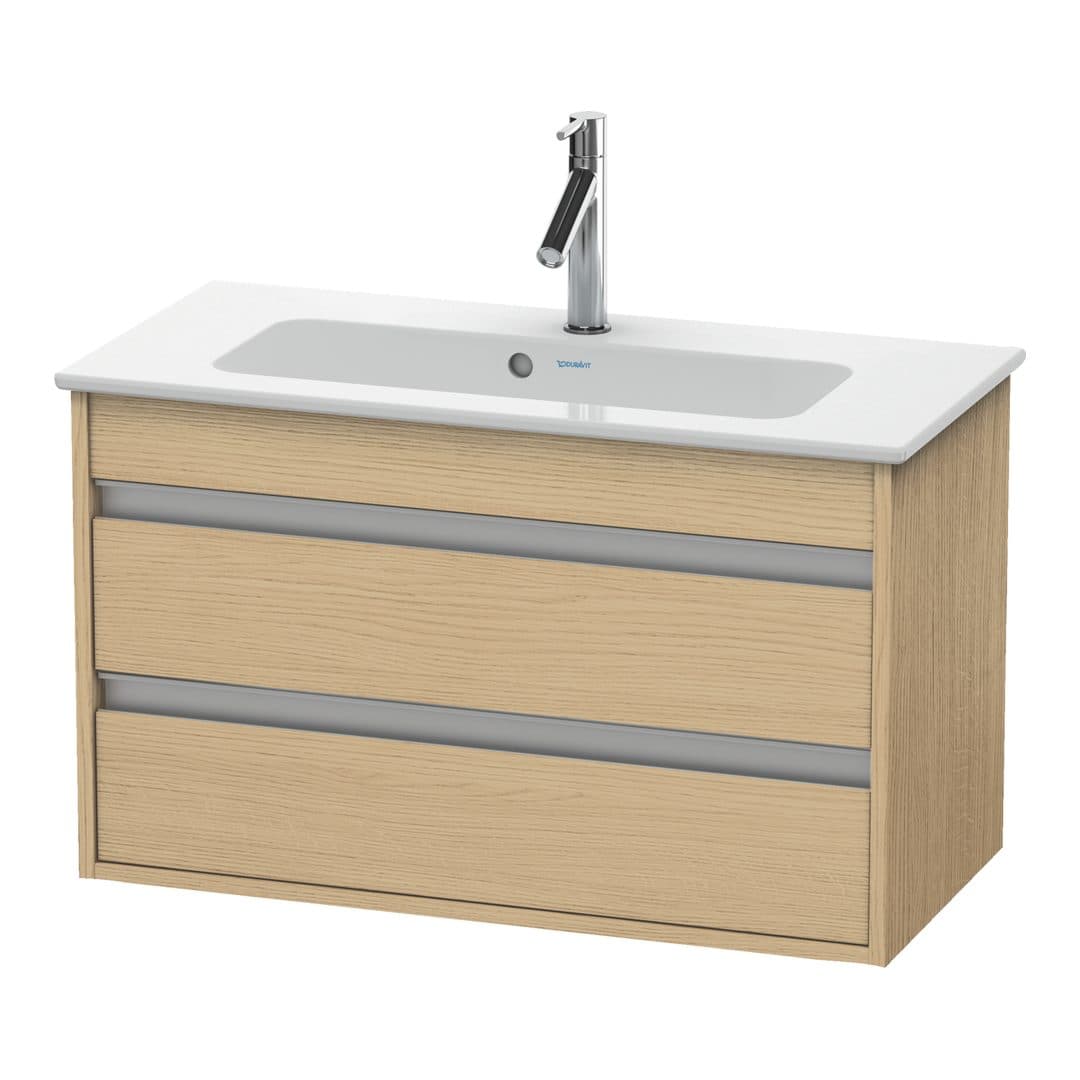 Duravit Ketho – Έπιπλο Νιπτήρα – 800 mm, 2 συρτάρια, νιπτήρας κέντρο, Compact – Natural oak, Decor (KT645303030)