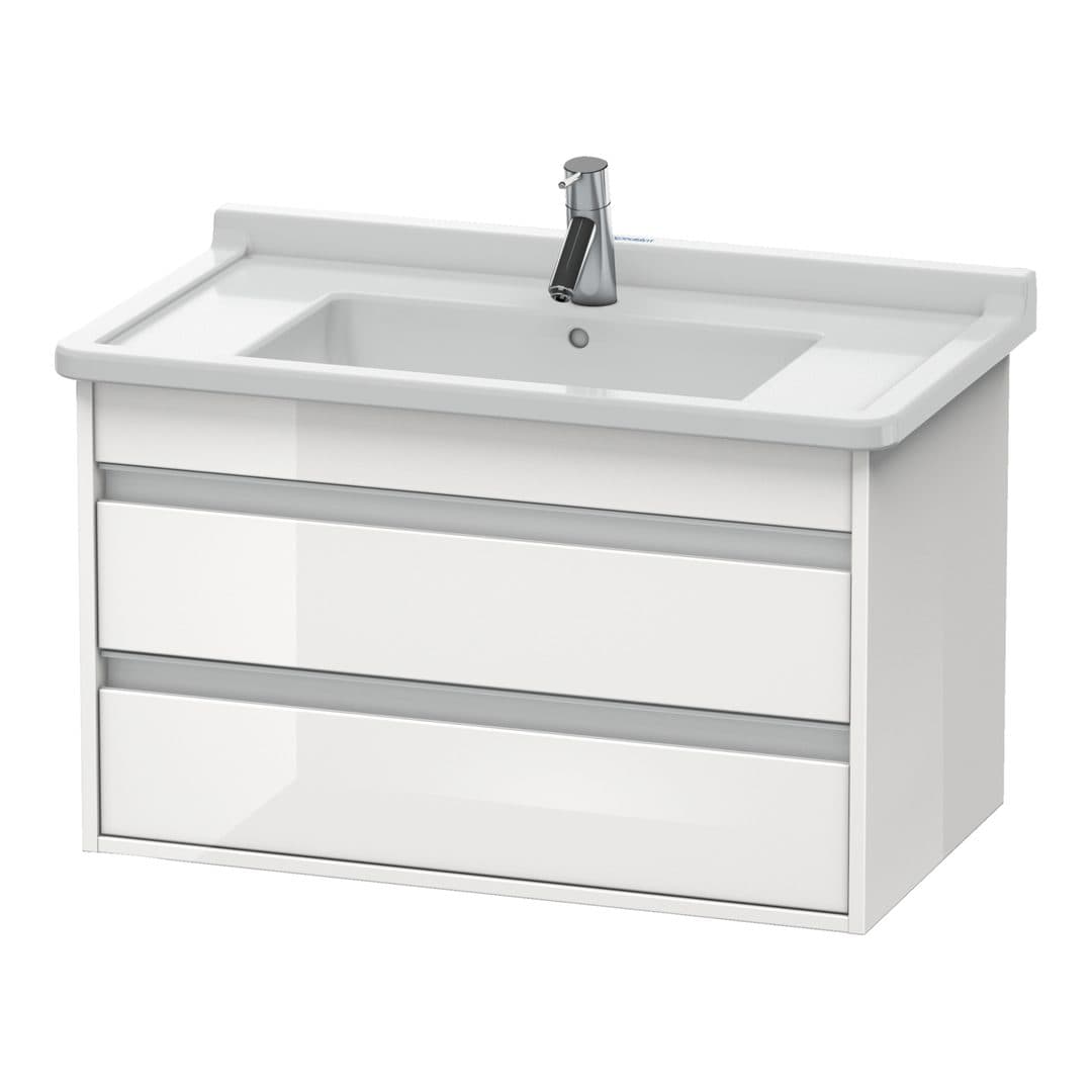 Duravit Ketho – Έπιπλο Νιπτήρα – 800 mm, 2 συρτάρια, νιπτήρας κέντρο, 800 x 455 x 480 mm, μοντέλο KT6644 – White High Gloss, Decor (KT664402222)