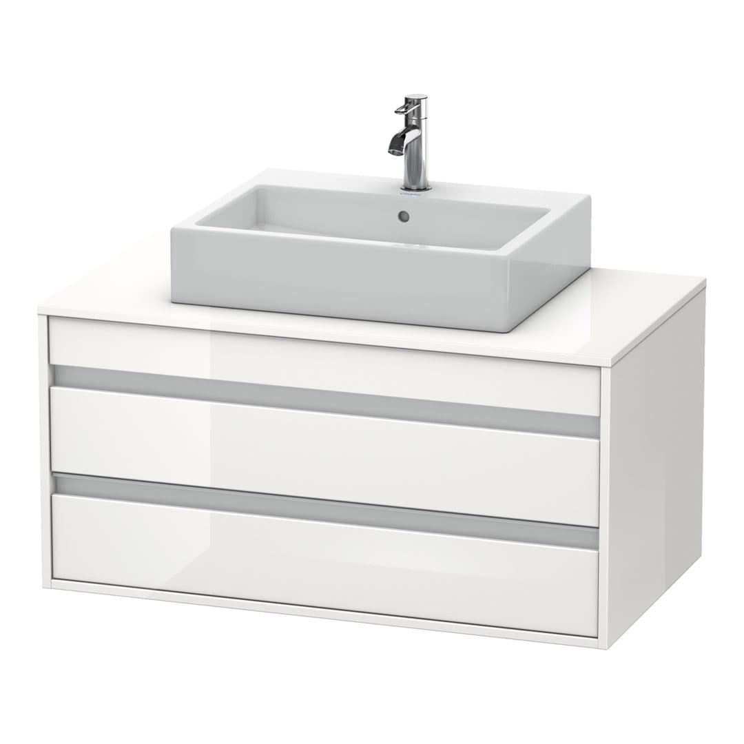 Duravit Ketho – Έπιπλο Νιπτήρα – 1000 mm, για κονσόλα, 2 συρτάρια, νιπτήρας κέντρο, μοντέλο KT6655 – White High Gloss, Decor (KT665502222)