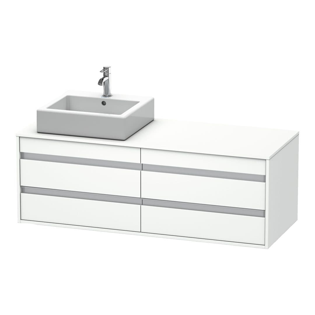 Duravit Ketho – Έπιπλο Νιπτήρα – 1400 mm, για κονσόλα, 4 συρτάρια, νιπτήρας αριστερά, μοντέλο KT6657 – White Matt, Decor (KT6657L1818)