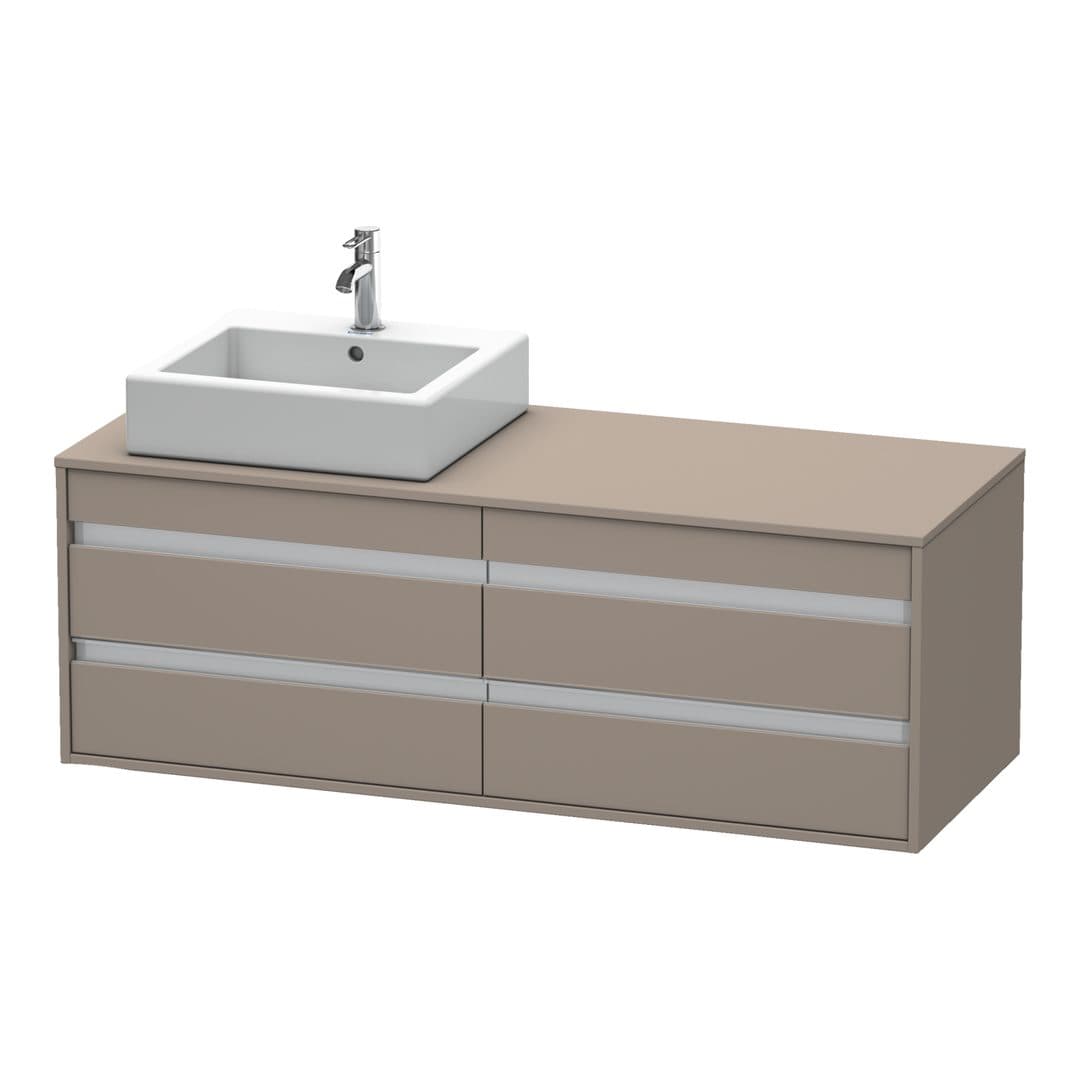 Duravit Ketho – Έπιπλο Νιπτήρα – 1400 mm, για κονσόλα, 4 συρτάρια, νιπτήρας αριστερά, μοντέλο KT6657 – Basalte Matt, Decor (KT6657L4343)