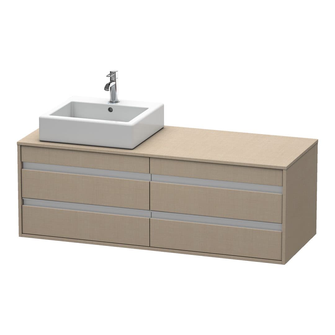 Duravit Ketho – Έπιπλο Νιπτήρα – 1400 mm, για κονσόλα, 4 συρτάρια, νιπτήρας αριστερά, μοντέλο KT6657 – Linen Matt, Decor (KT6657L7575)