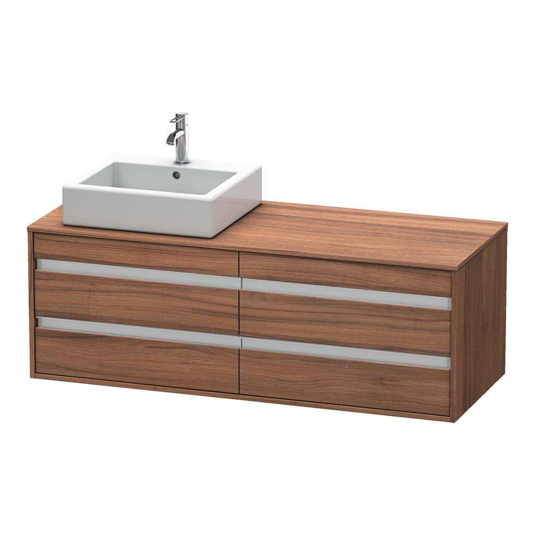 Duravit Ketho – Έπιπλο Νιπτήρα – 1400 mm, για κονσόλα, 4 συρτάρια, νιπτήρας αριστερά, μοντέλο KT6657 – Walnut Matt, Decor (KT6657L7979)