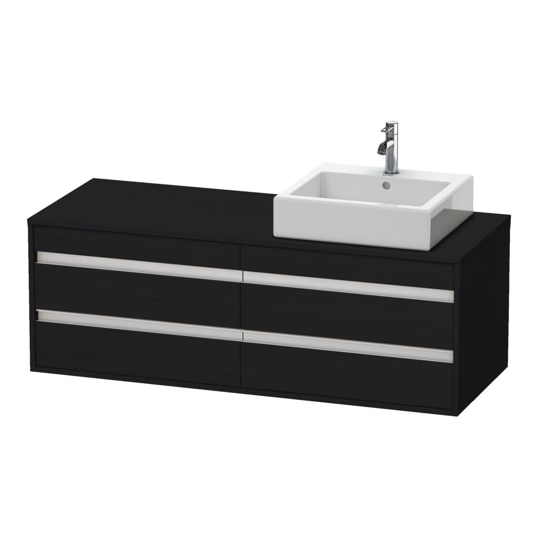 Duravit Ketho – Έπιπλο Νιπτήρα – 1400 mm, για κονσόλα, 4 συρτάρια, νιπτήρας δεξιά, μοντέλο KT6657 – Black oak Matt, Decor (KT6657R1616)