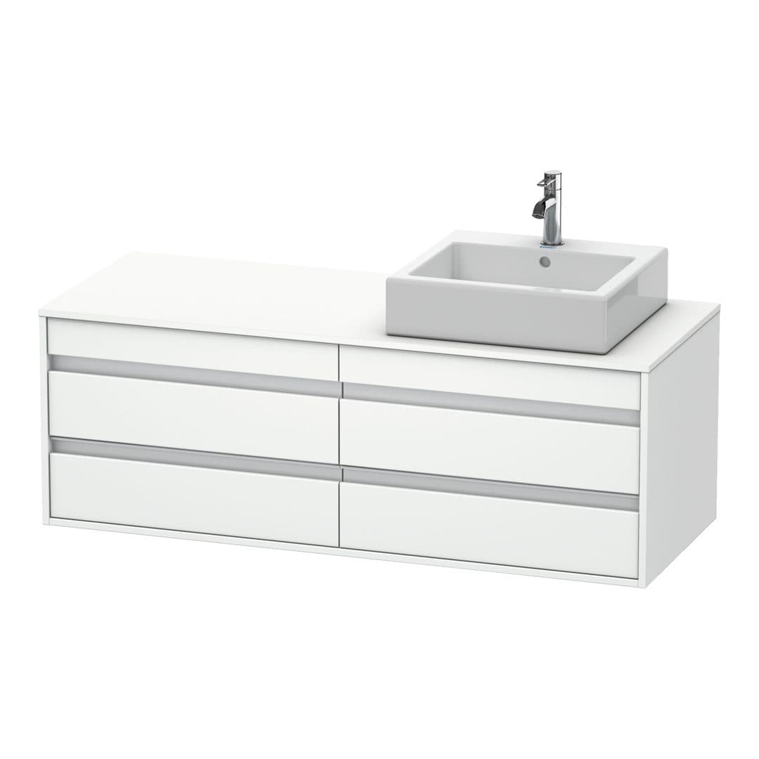 Duravit Ketho – Έπιπλο Νιπτήρα – 1400 mm, για κονσόλα, 4 συρτάρια, νιπτήρας δεξιά, μοντέλο KT6657 – White Matt, Decor (KT6657R1818)