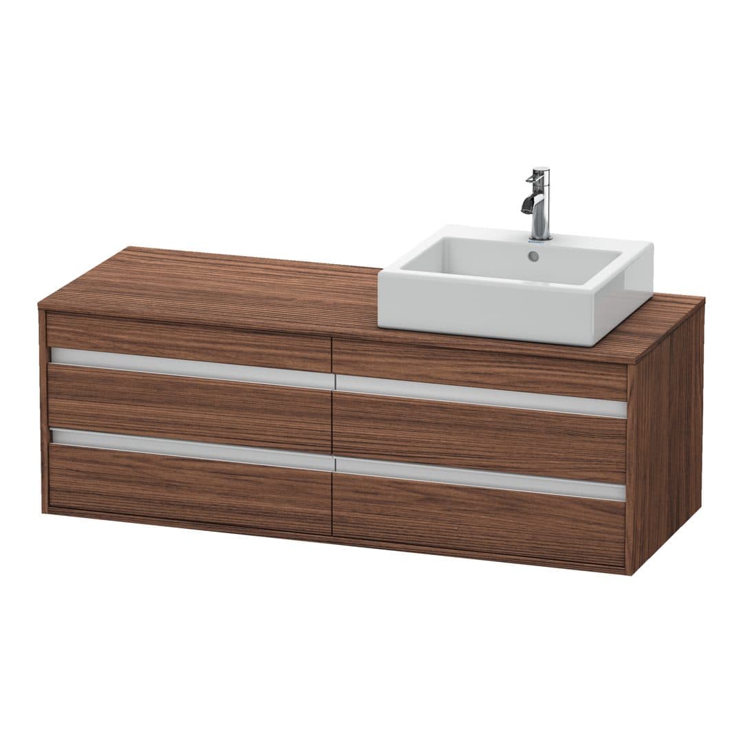 Duravit Ketho – Έπιπλο Νιπτήρα – 1400 mm, για κονσόλα, 4 συρτάρια, νιπτήρας δεξιά, μοντέλο KT6657 – Walnut dark Matt, Decor (KT6657R2121)