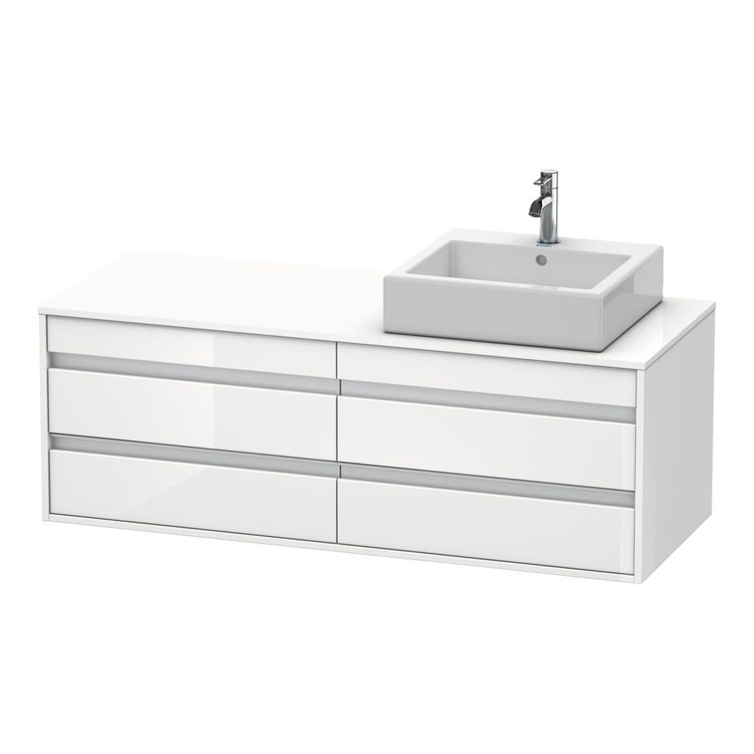 Duravit Ketho – Έπιπλο Νιπτήρα – 1400 mm, για κονσόλα, 4 συρτάρια, νιπτήρας δεξιά, μοντέλο KT6657 – White High Gloss, Decor (KT6657R2222)