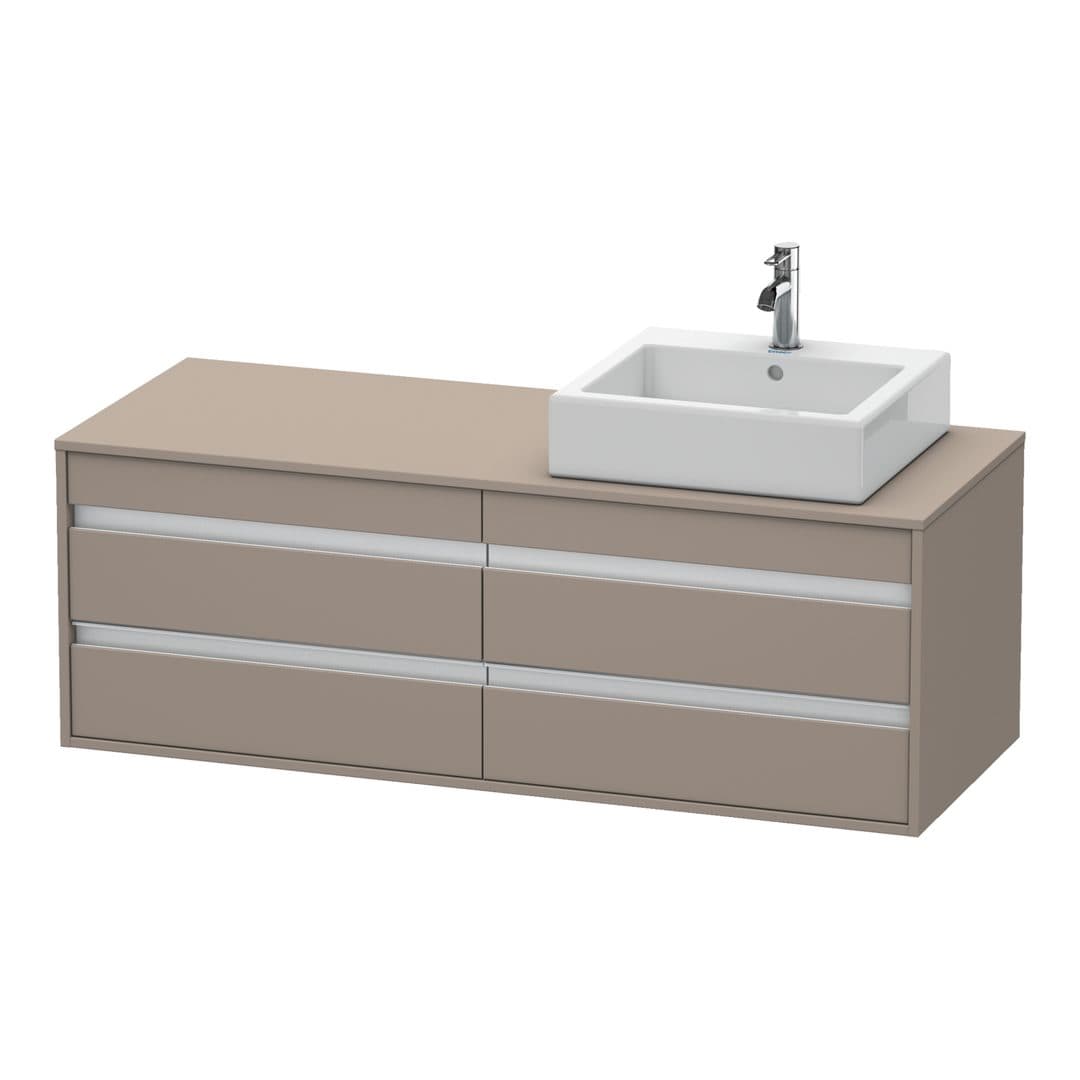 Duravit Ketho – Έπιπλο Νιπτήρα – 1400 mm, για κονσόλα, 4 συρτάρια, νιπτήρας δεξιά, μοντέλο KT6657 – Basalte Matt, Decor (KT6657R4343)