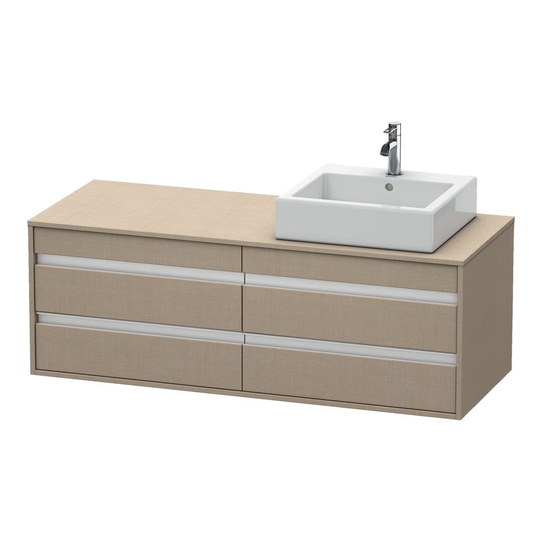 Duravit Ketho – Έπιπλο Νιπτήρα – 1400 mm, για κονσόλα, 4 συρτάρια, νιπτήρας δεξιά, μοντέλο KT6657 – Linen Matt, Decor (KT6657R7575)