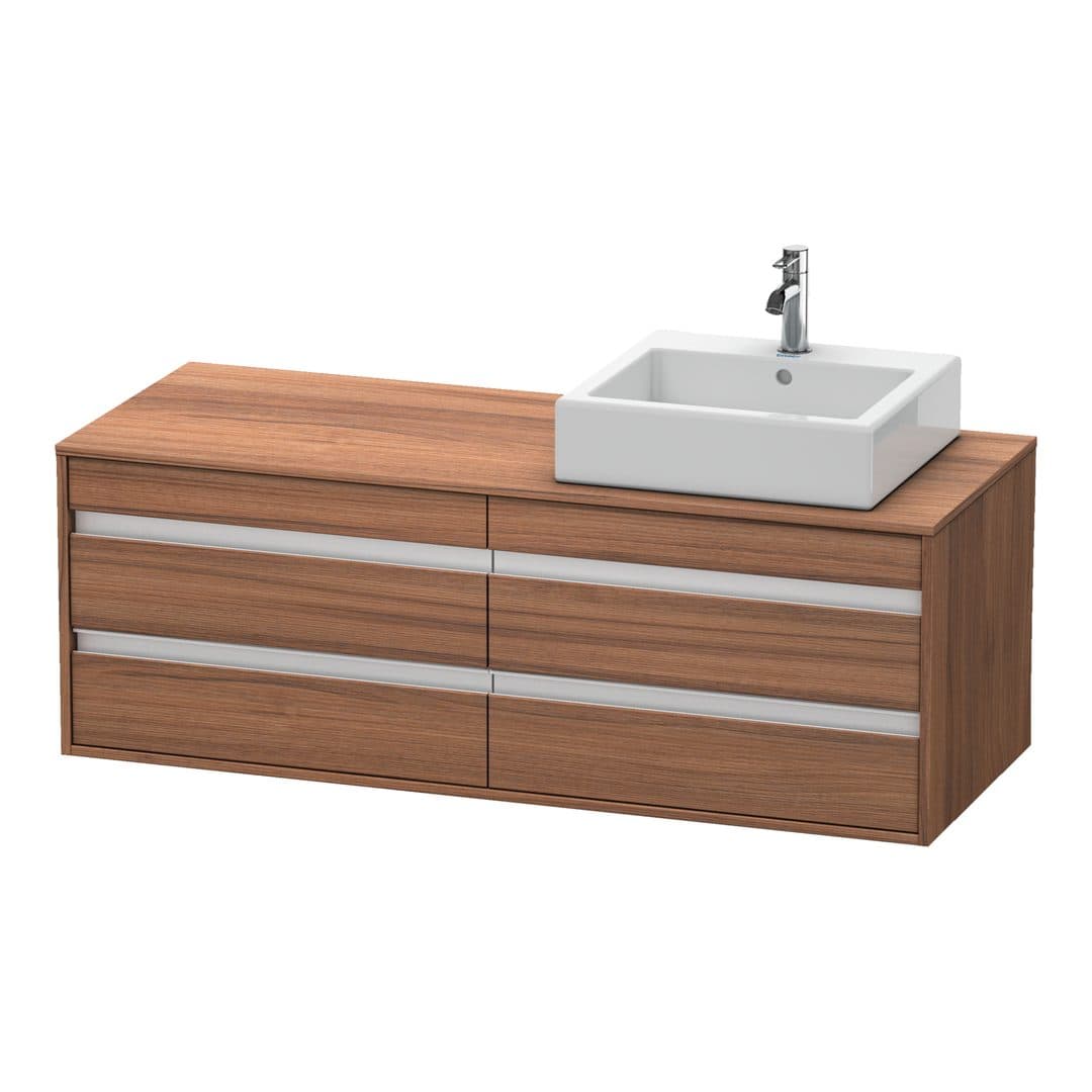 Duravit Ketho – Έπιπλο Νιπτήρα – 1400 mm, για κονσόλα, 4 συρτάρια, νιπτήρας δεξιά, μοντέλο KT6657 – Walnut Matt, Decor (KT6657R7979)